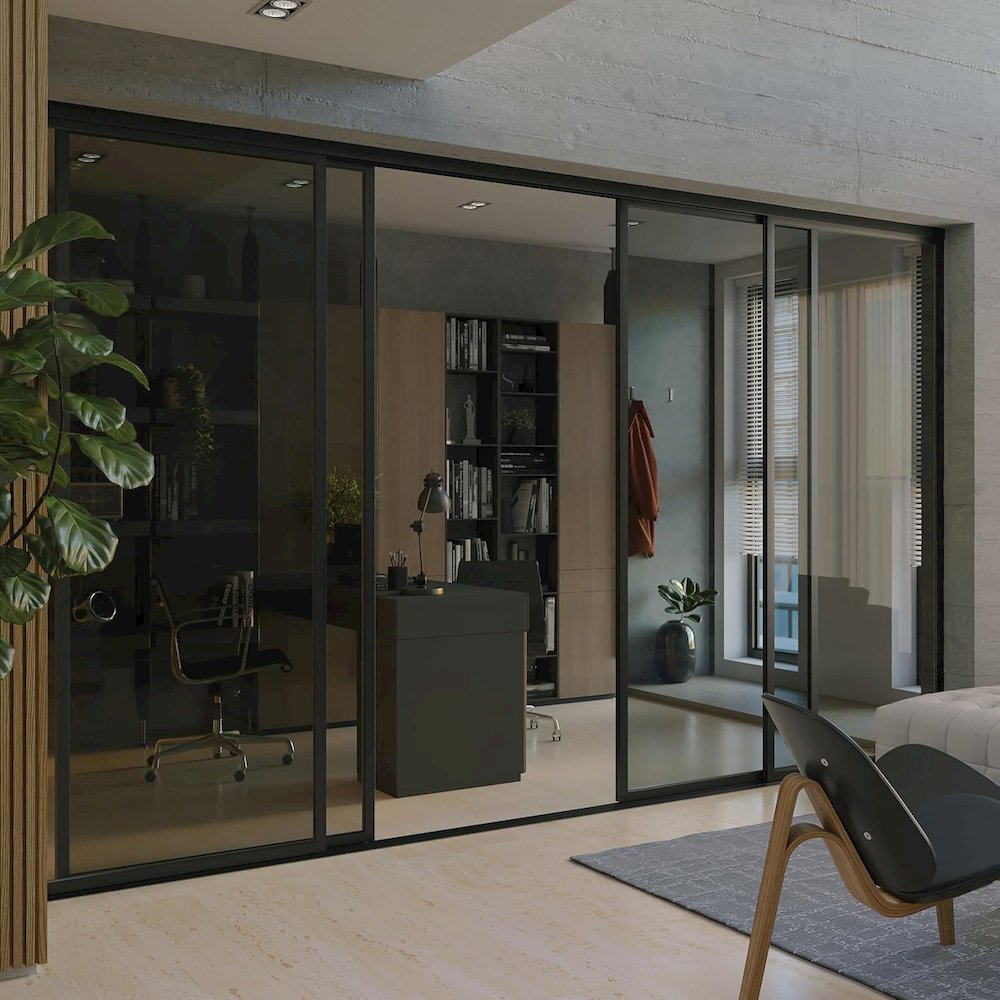 Glass Room Divider Panel and Partition Wall. Picture 1