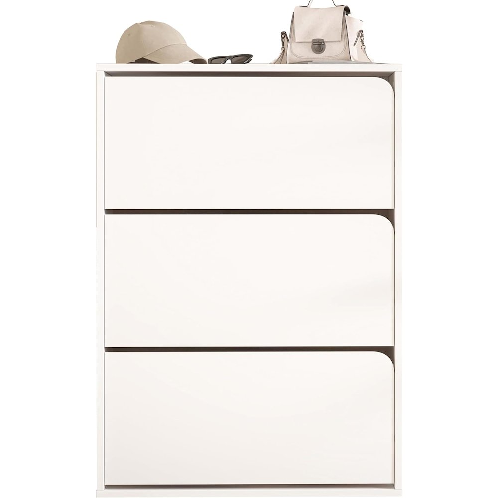 Floating Shoe Cabinet - Space Saver Shoe Rack for Entryway with 3 Flip Drawers. Picture 1