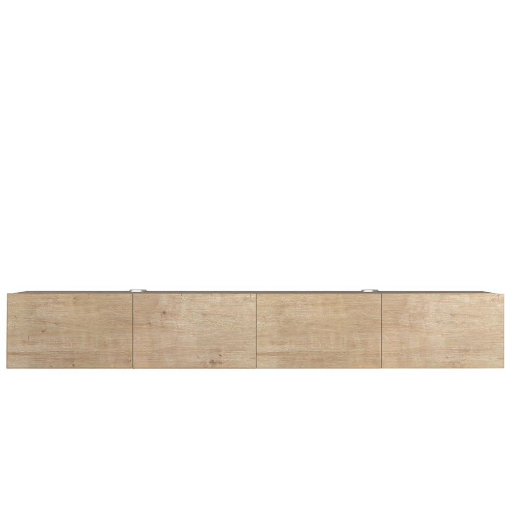 Floating TV Stand Wall Mounted, Natural Oak, Cable Management, 4 Doors. Picture 1