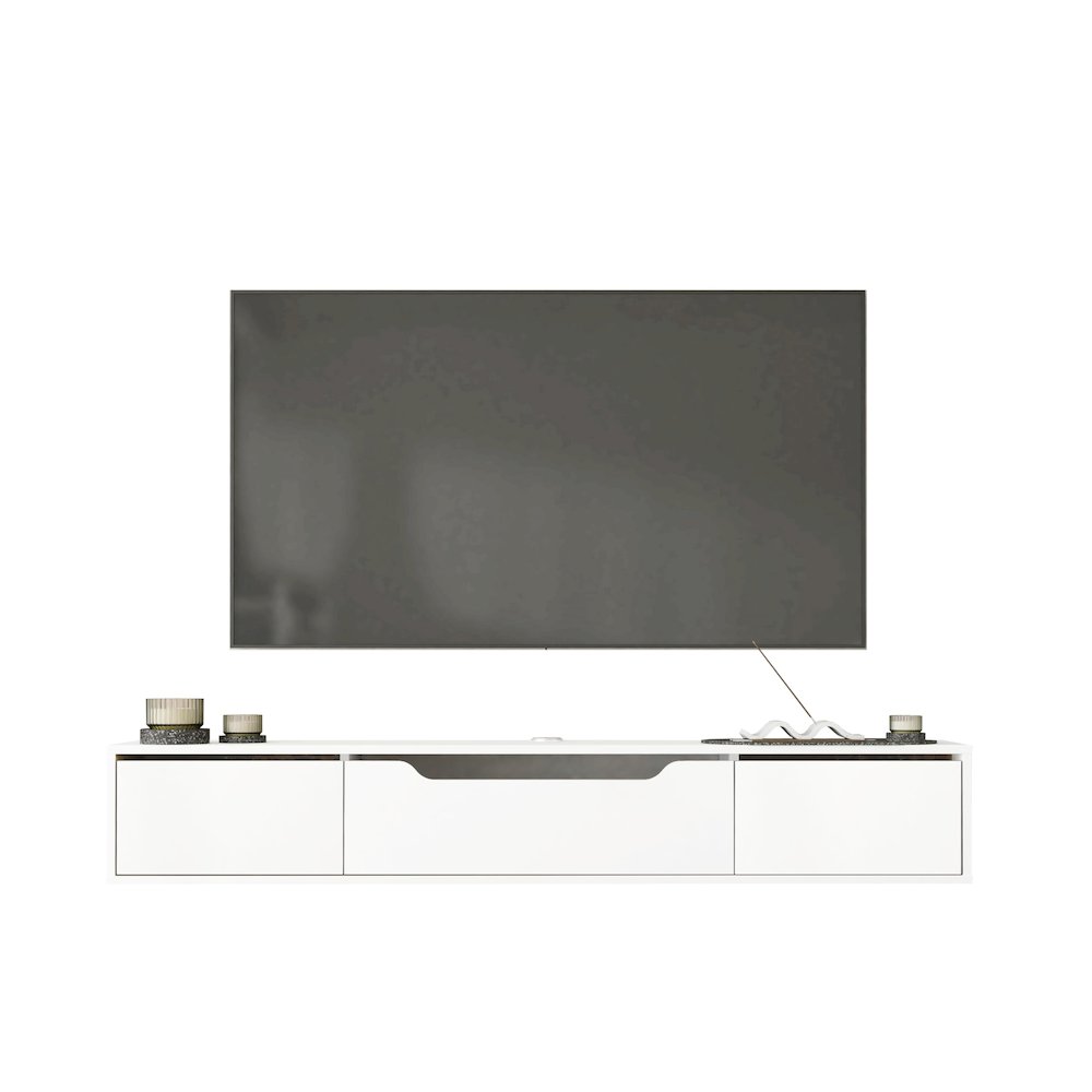 Floating TV Stand for Up to 80 Inch TVs – Wall Mounted Media Console. Picture 1