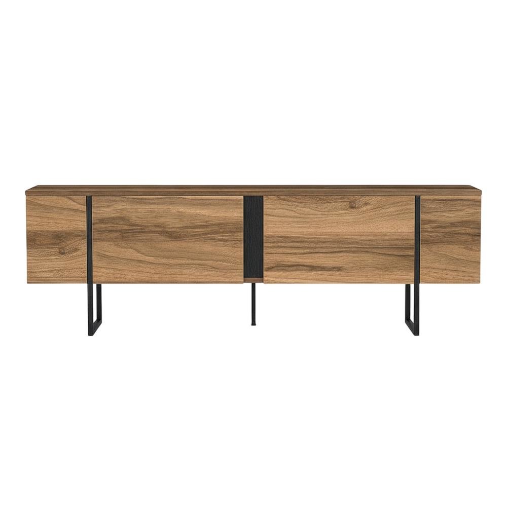 Walnut Modern TV Stand and Media Console with Engineered Wood Finish. Picture 4