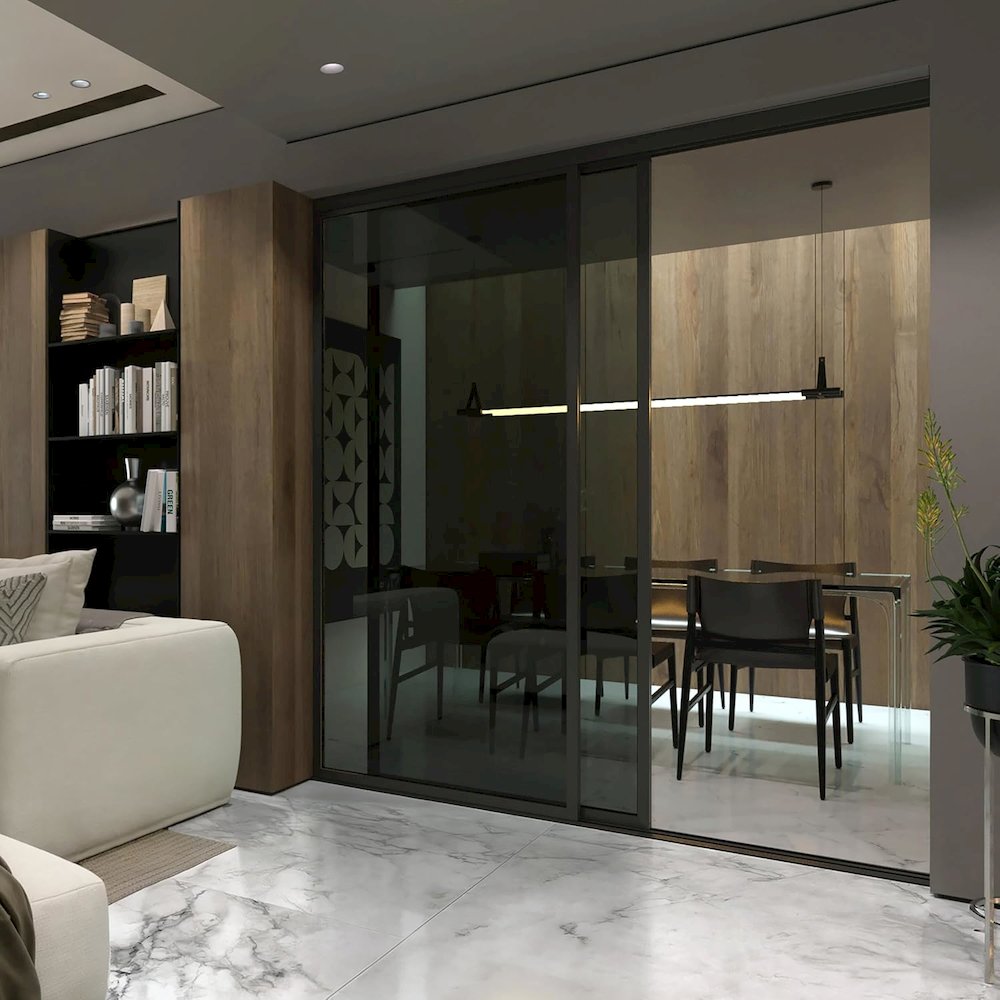 Glass Room Divider Panel and Partition Wall. Picture 1