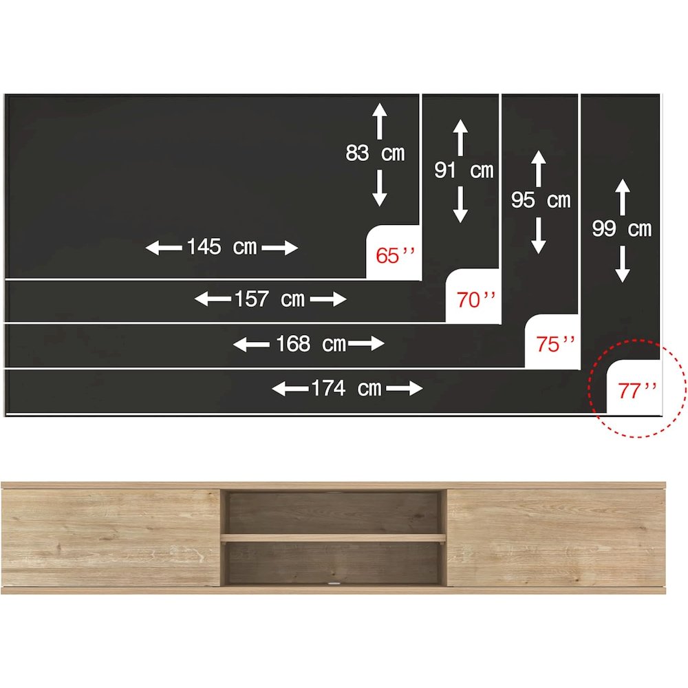 Floating TV Stand for 75 Inch TVs, Modern Entertainment Center. Picture 8
