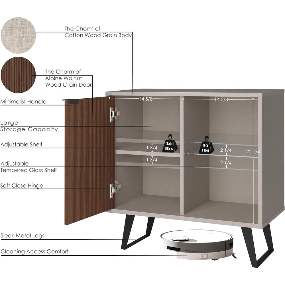 Sideboard Buffet, Kitchen Storage Cabinet with Adjustable Glass Shelf. Picture 6