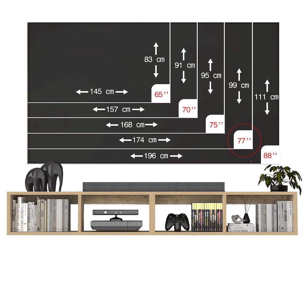 Floating TV Shelf - 75 Inch TV Stand - Modern Wall Mounted Design. Picture 2