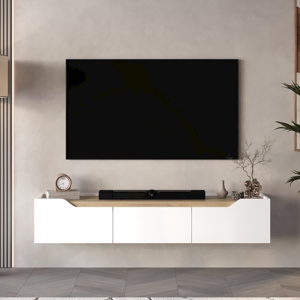 Floating TV Stand for 75 Inch TVs, Modern Entertainment Center. Picture 3