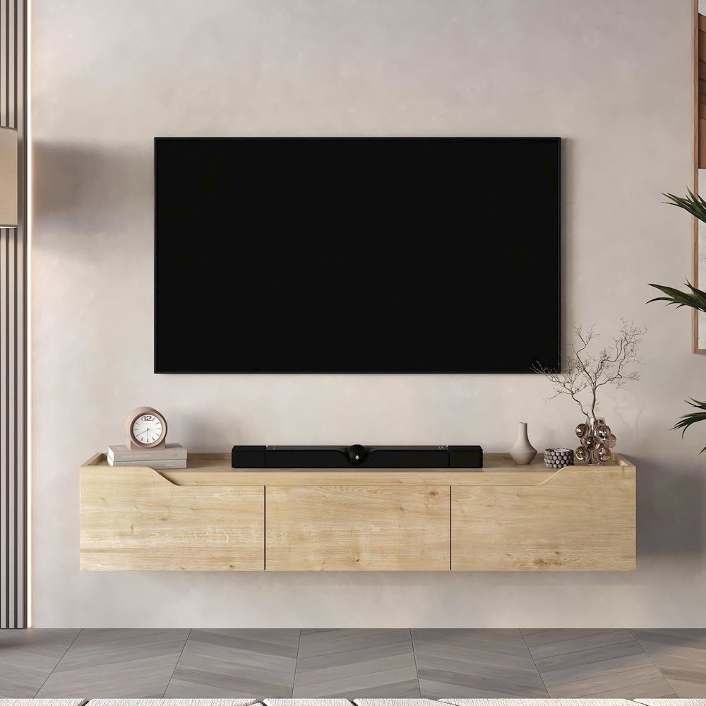 Floating TV Stand for 75 Inch TVs, Modern Entertainment Center. Picture 3