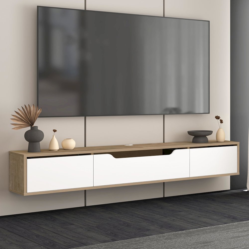 Floating TV Stand for Up to 80 Inch TVs – Wall Mounted Media Console. Picture 4
