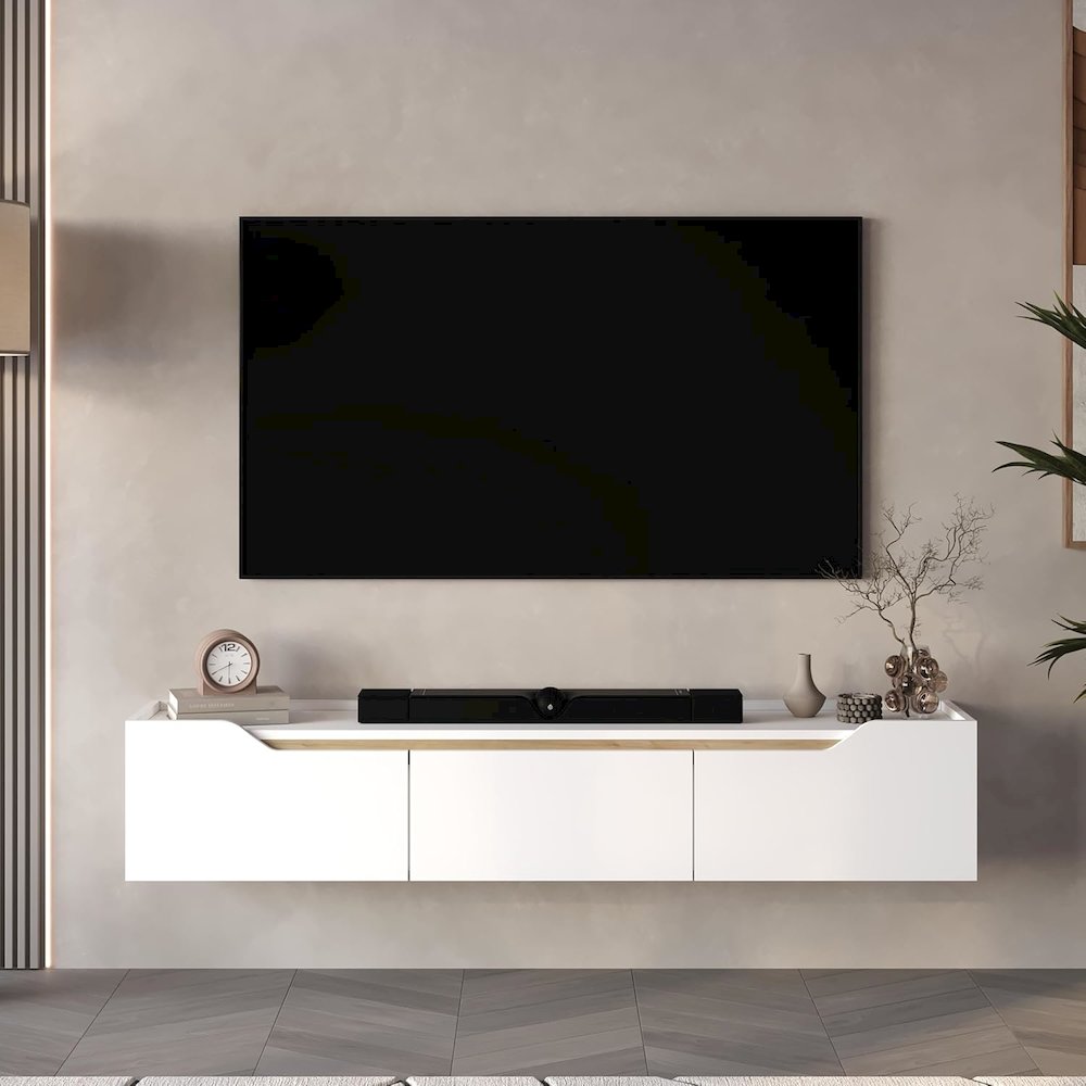 Floating TV Stand for 75 Inch TVs, Modern Entertainment Center. Picture 4