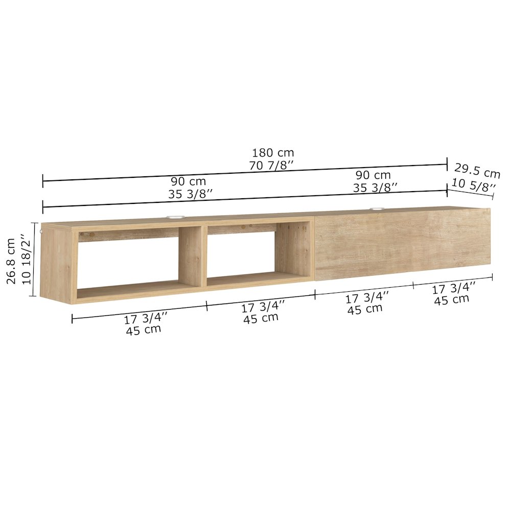 Floating TV Stand & Floating Entertainment Center (71 Inch, 1 Door 2 Shelves). Picture 2