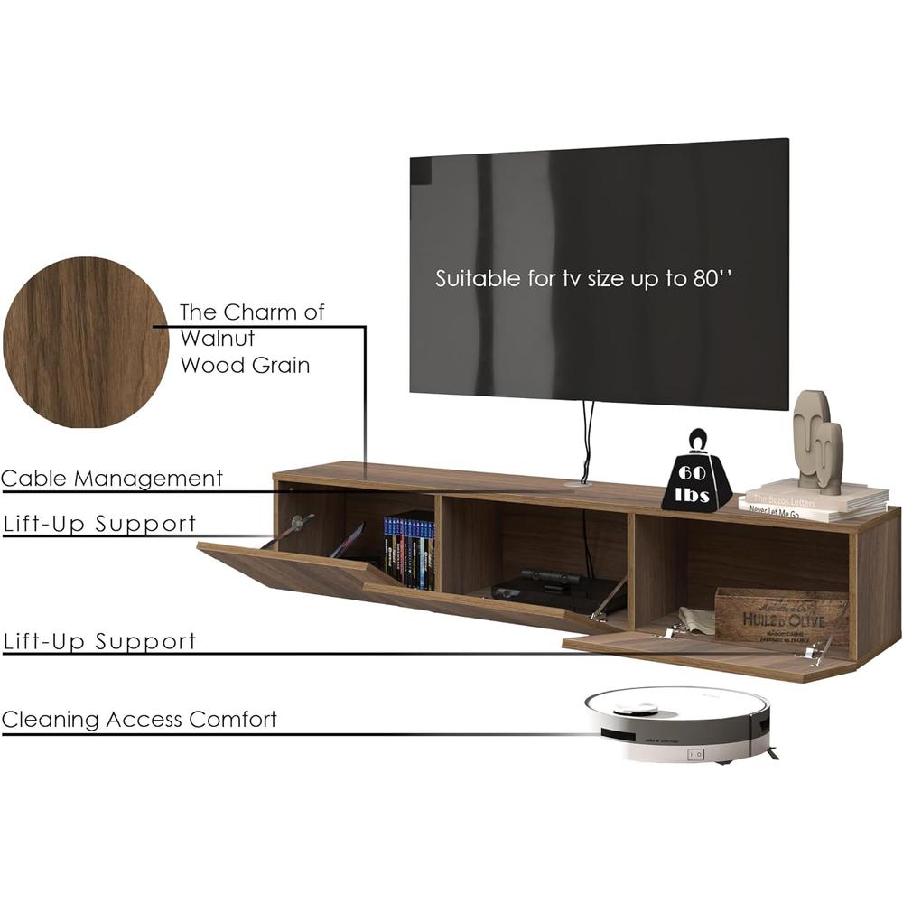 Atelier Mobili Floating TV Stand 65 inch, Floating TV Stand Wall Mounted. Picture 7