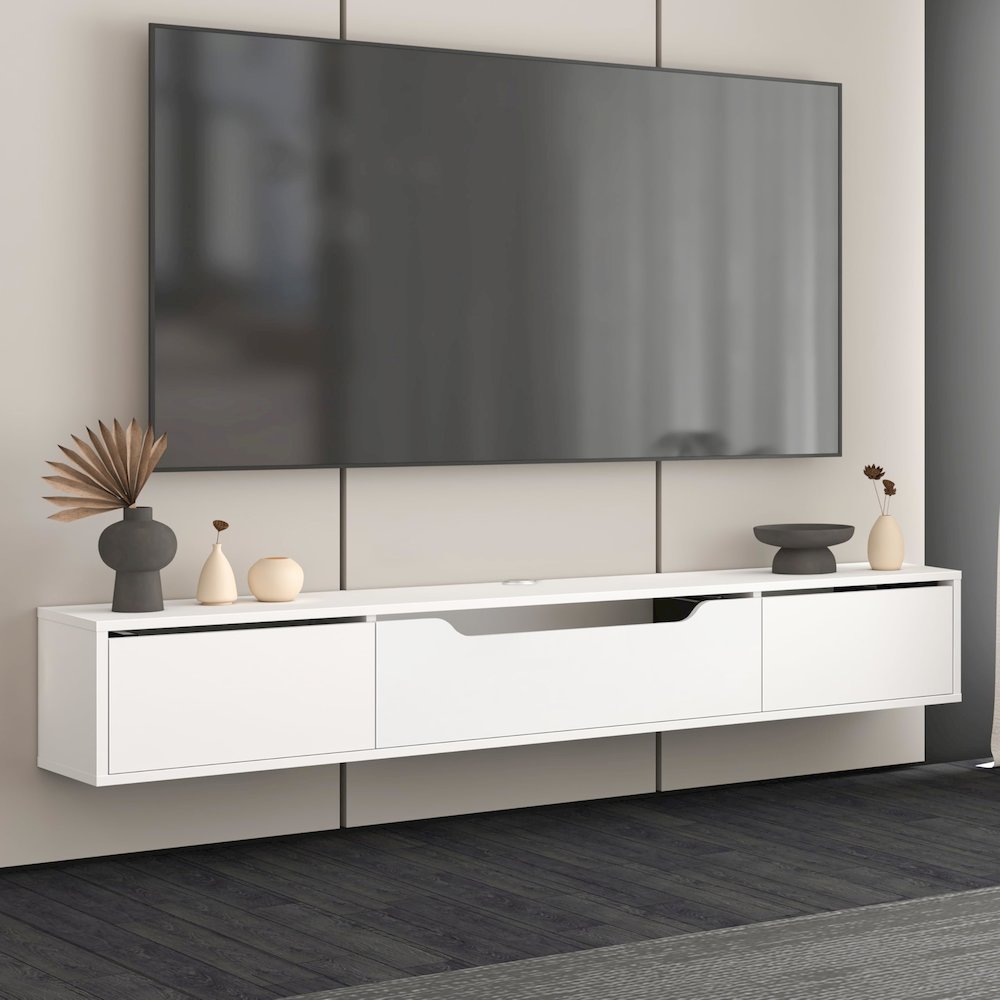 Floating TV Stand for Up to 80 Inch TVs – Wall Mounted Media Console. Picture 2