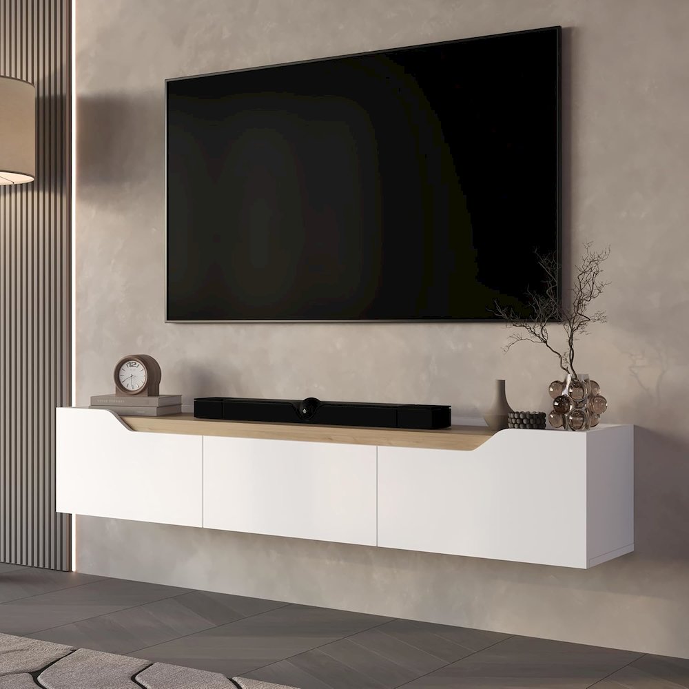 Floating TV Stand for 75 Inch TVs, Modern Entertainment Center. Picture 2