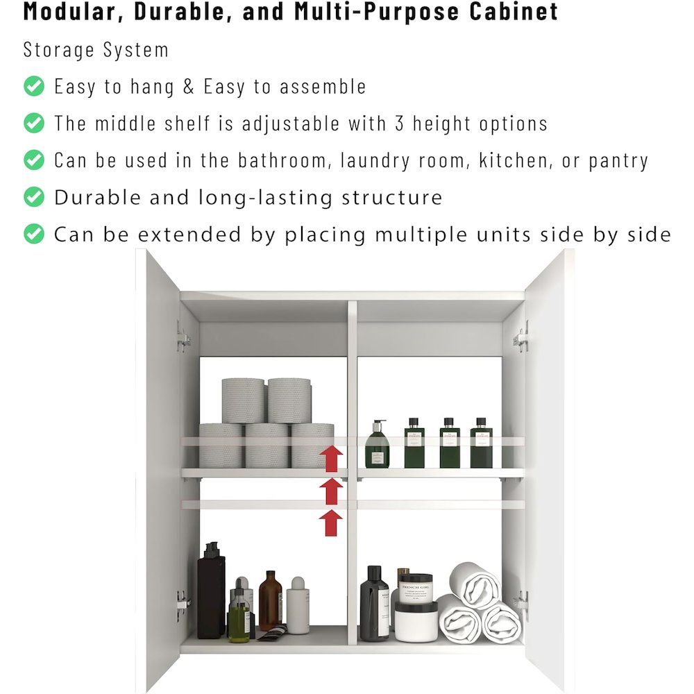 Storage Cabinet - Wall Mounted, Over The Toilet Storage Cabinet. Picture 7