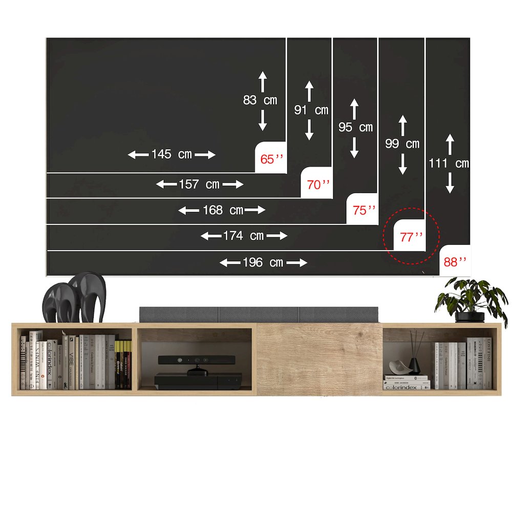 Floating TV Stand for 75 Inch TV, Wall Mounted TV Stand. Picture 6