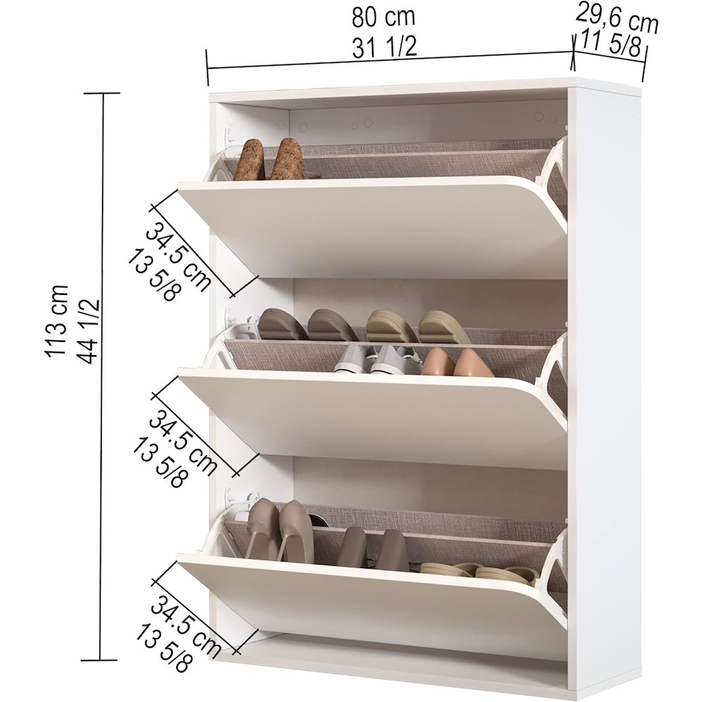 Floating Shoe Cabinet - Space Saver Shoe Rack for Entryway with 3 Flip Drawers. Picture 3