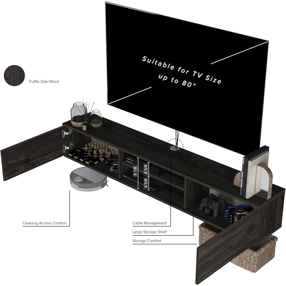Bella Floating TV Stand – Wall Mounted Entertainment Center. Picture 5