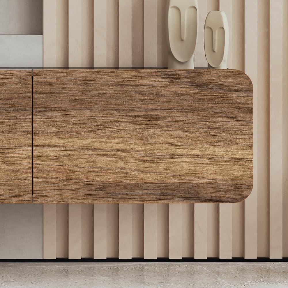 Floating TV Console for up to 80 inch TV and Under TV Cabinet (Walnut). Picture 8