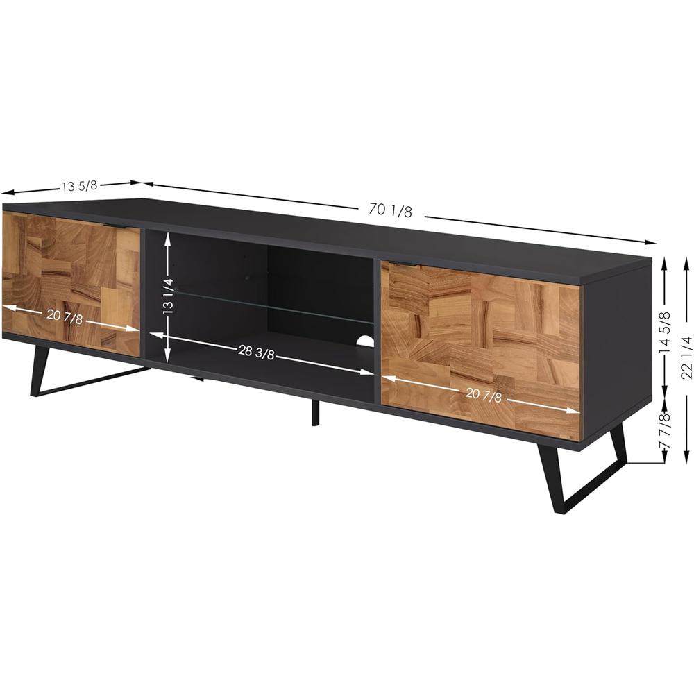 Atelier Mobili Mid Century Modern Door Glass Shelf TV Stand. Picture 7