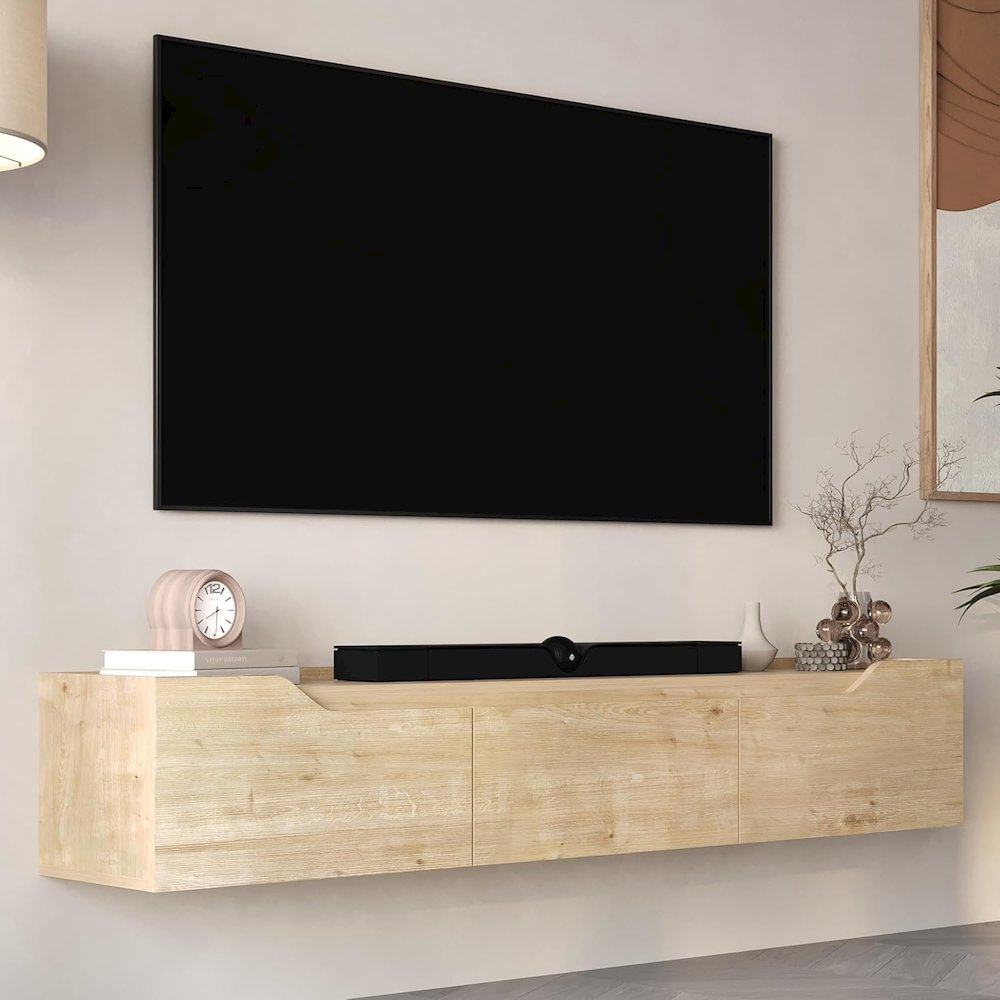 Floating TV Stand for 75 Inch TVs, Modern Entertainment Center. Picture 2