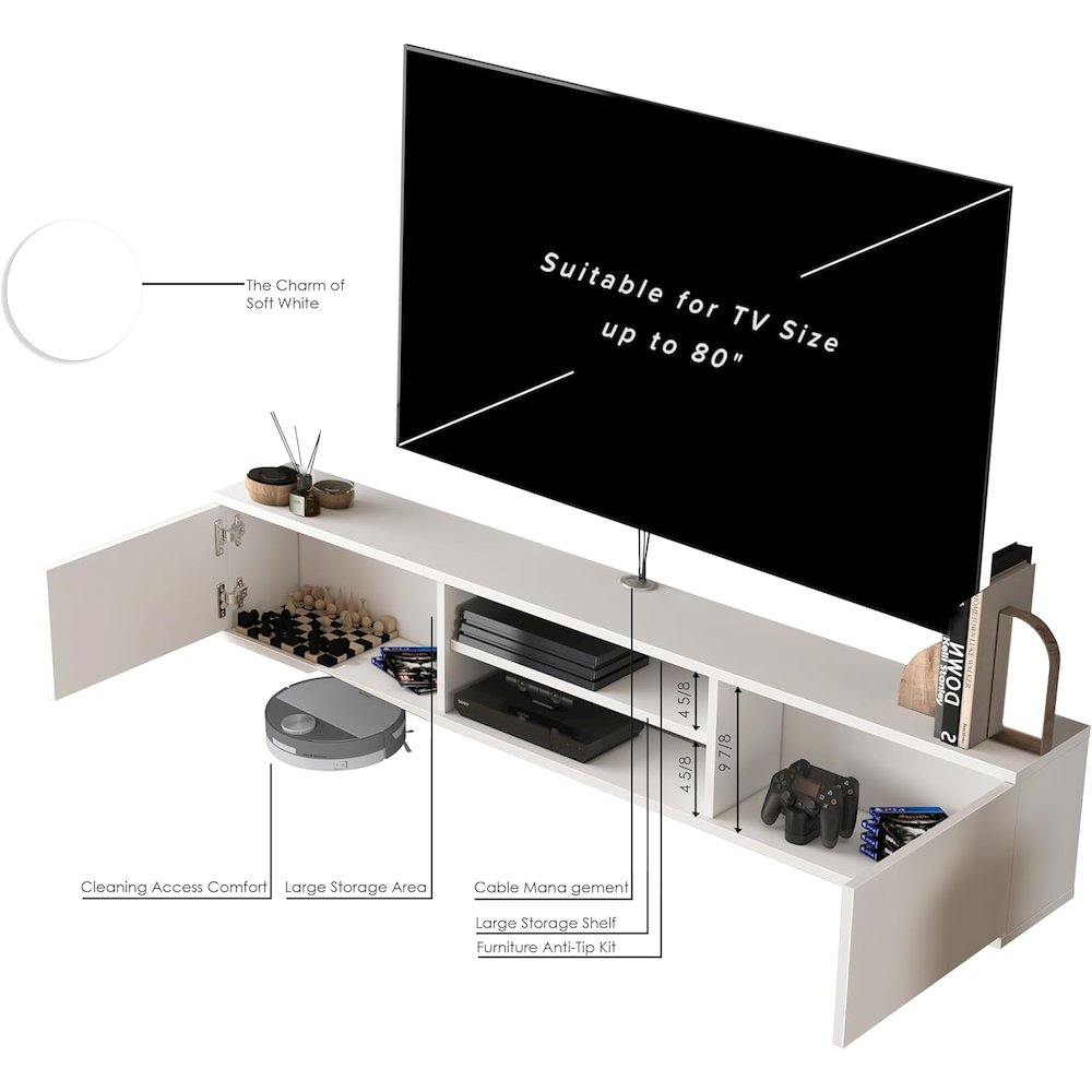 Bella Floating TV Stand – Wall Mounted Entertainment Center. Picture 7