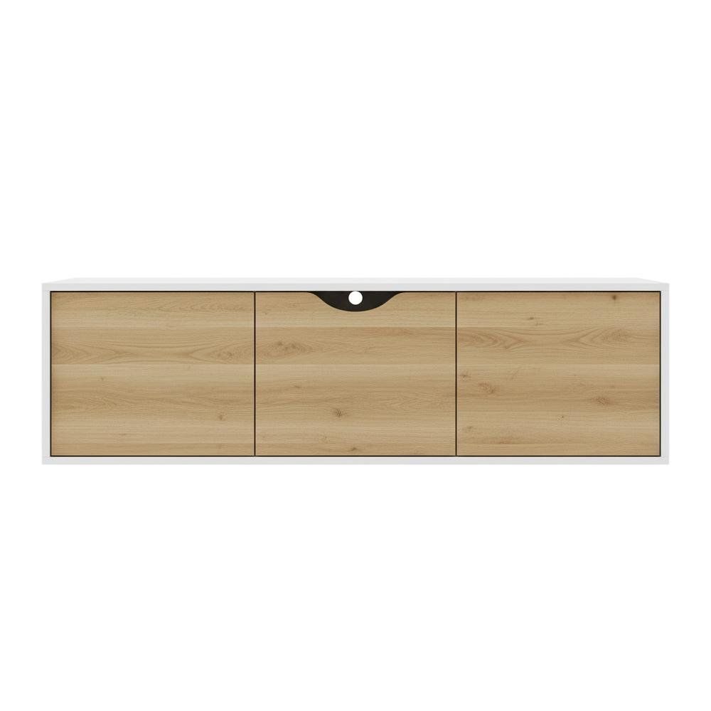 White Floating TV Stand for Up to 80 Inch TVs – Wall Mounted Media Console. Picture 4