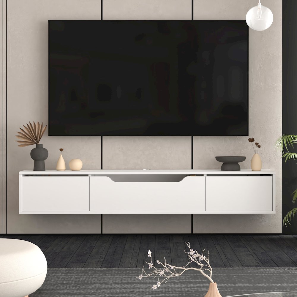 Floating TV Stand for Up to 80 Inch TVs – Wall Mounted Media Console. Picture 3