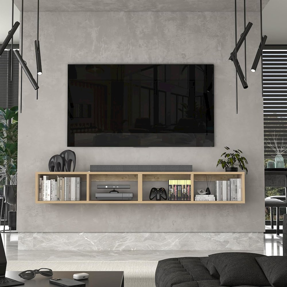 Floating TV Shelf - 75 Inch TV Stand - Modern Wall Mounted Design. Picture 3