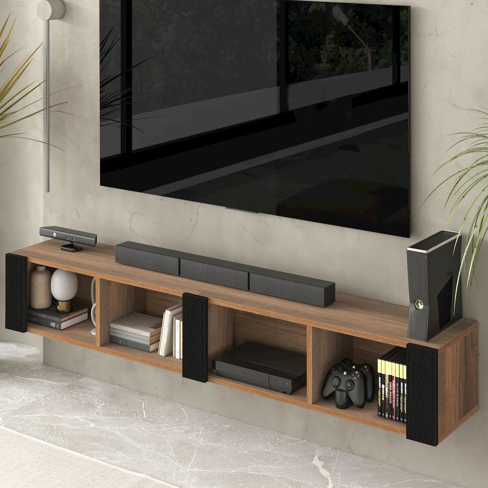 Floating TV Stand for 75 Inch TVs – Wall Mounted Entertainment Center. Picture 4
