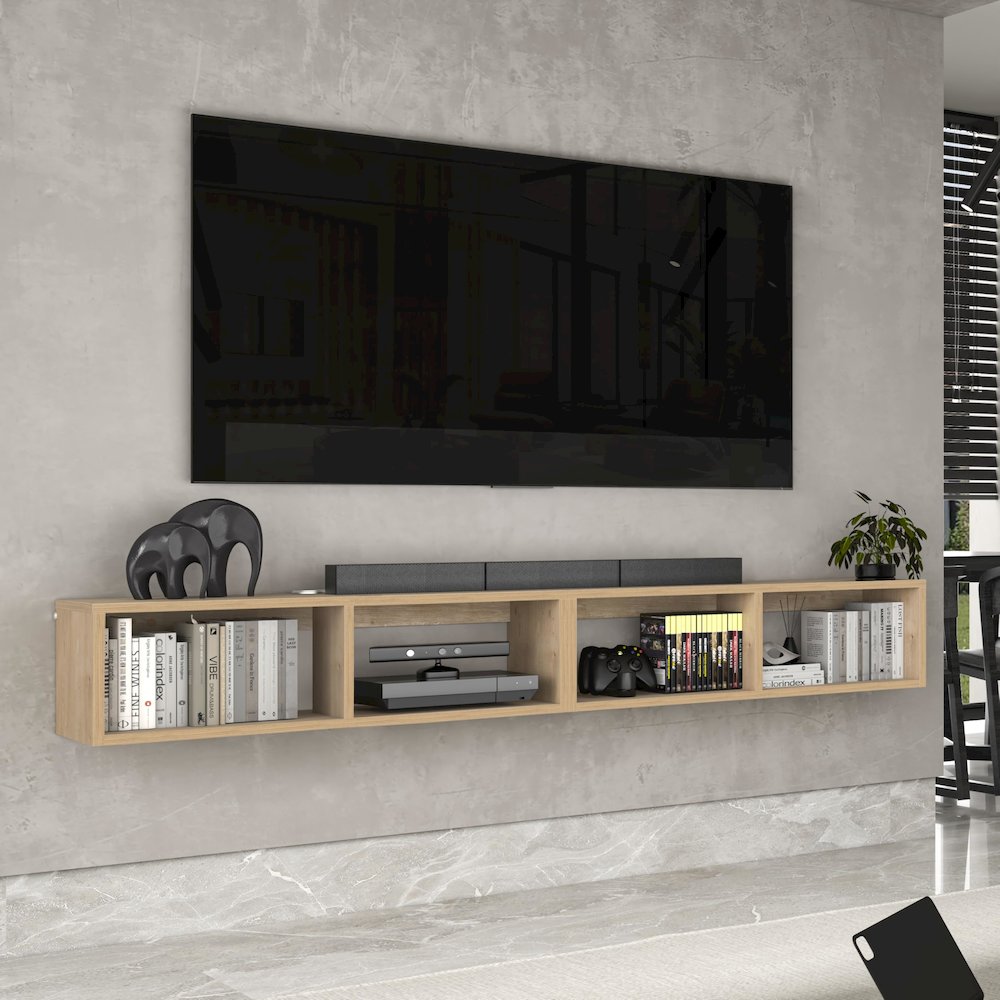 Floating TV Shelf - 75 Inch TV Stand - Modern Wall Mounted Design. Picture 4