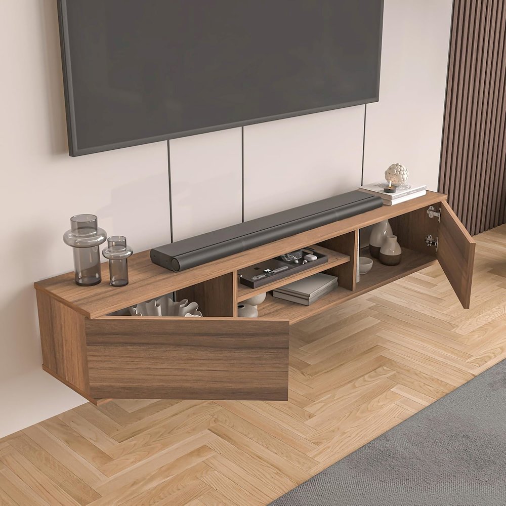 Floating TV Stand for 75 Inch TVs, Modern Entertainment Center. Picture 8