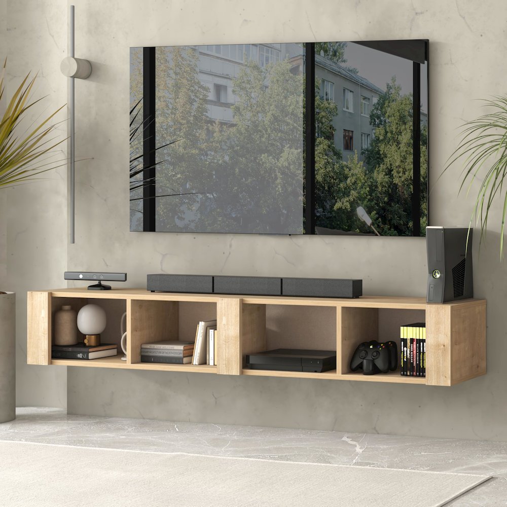 Floating TV Stand for 75 Inch TVs – Wall Mounted Entertainment Center. Picture 2