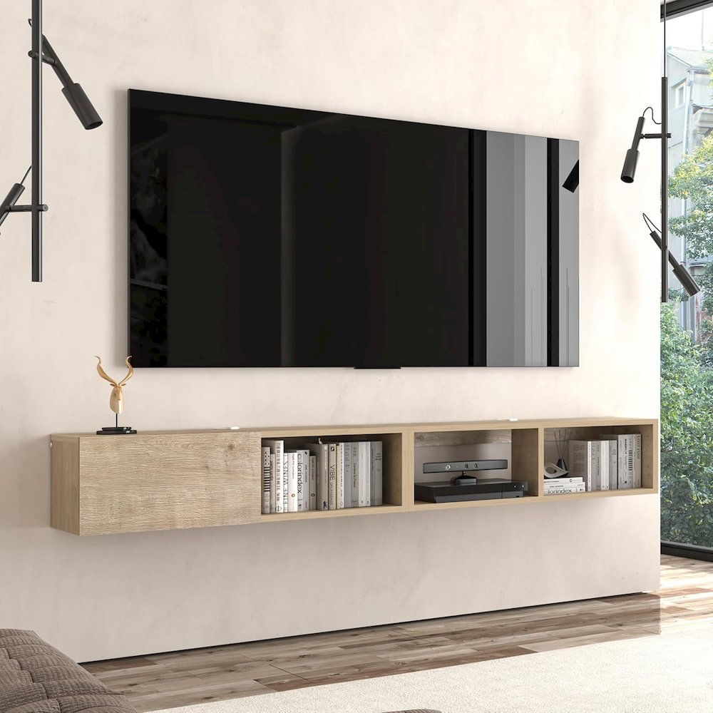 Floating TV Stand for 75 Inch TV, Wall Mounted TV Stand. Picture 3