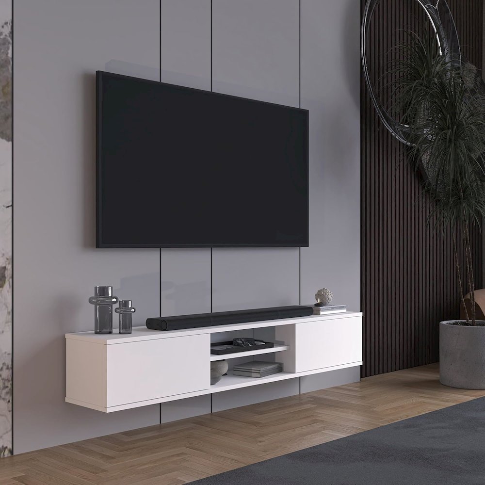 Floating TV Stand for 75 Inch TVs, Modern Entertainment Center. Picture 6