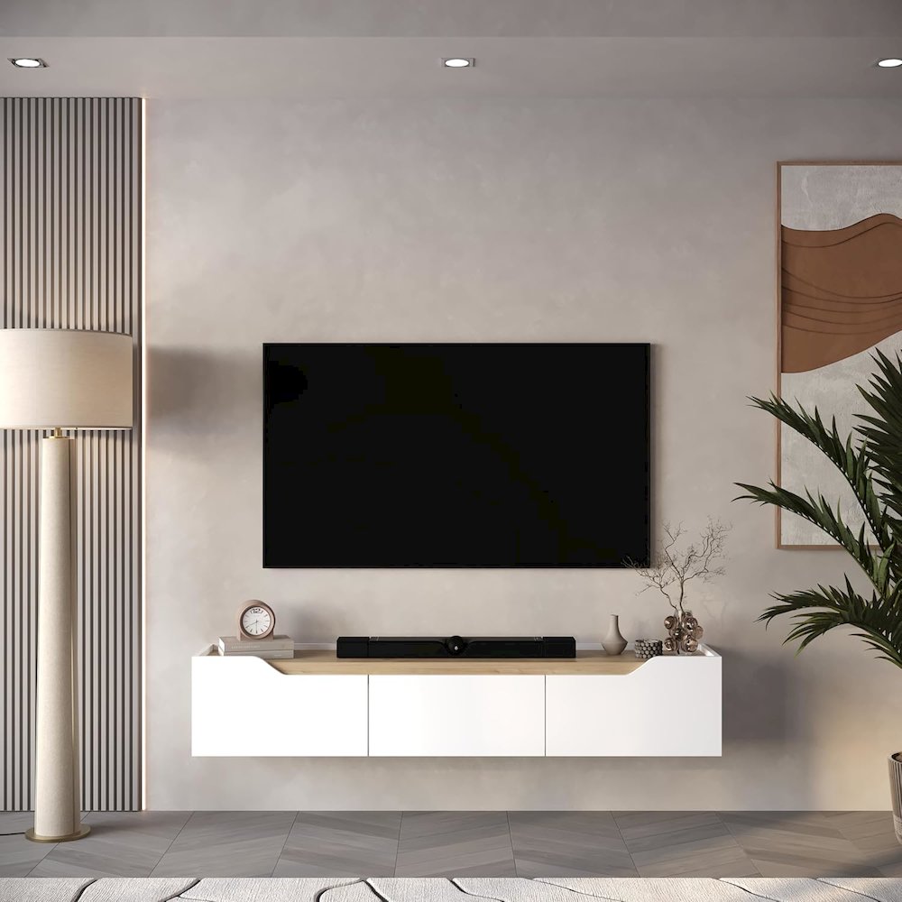 Floating TV Stand for 75 Inch TVs, Modern Entertainment Center. Picture 8