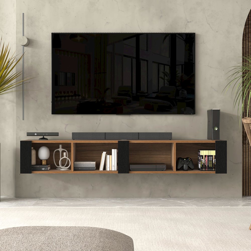 Floating TV Stand for 75 Inch TVs – Wall Mounted Entertainment Center. Picture 3