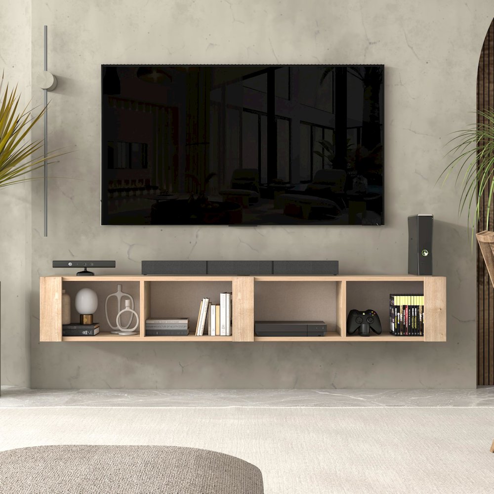 Floating TV Stand for 75 Inch TVs – Wall Mounted Entertainment Center. Picture 3