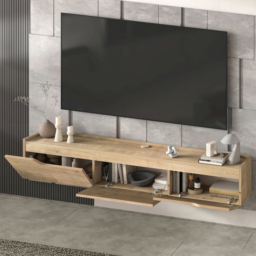 Floating TV Stand for Up to 80 Inch TVs – Wall Mounted Entertainment Center. Picture 5