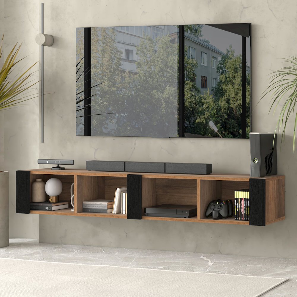 Floating TV Stand for 75 Inch TVs – Wall Mounted Entertainment Center. Picture 2