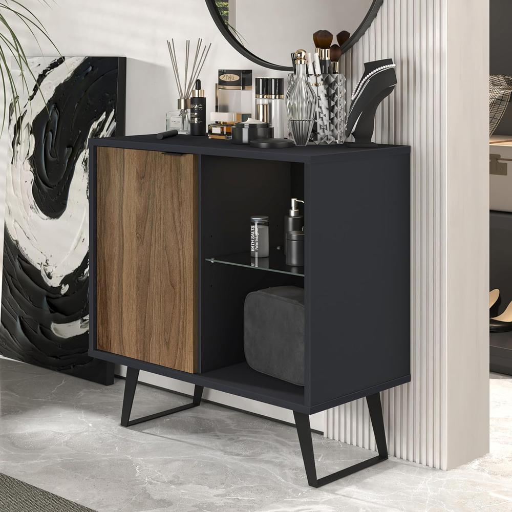 Sideboard Buffet, Kitchen Storage Cabinet with Adjustable Glass Shelf. Picture 2