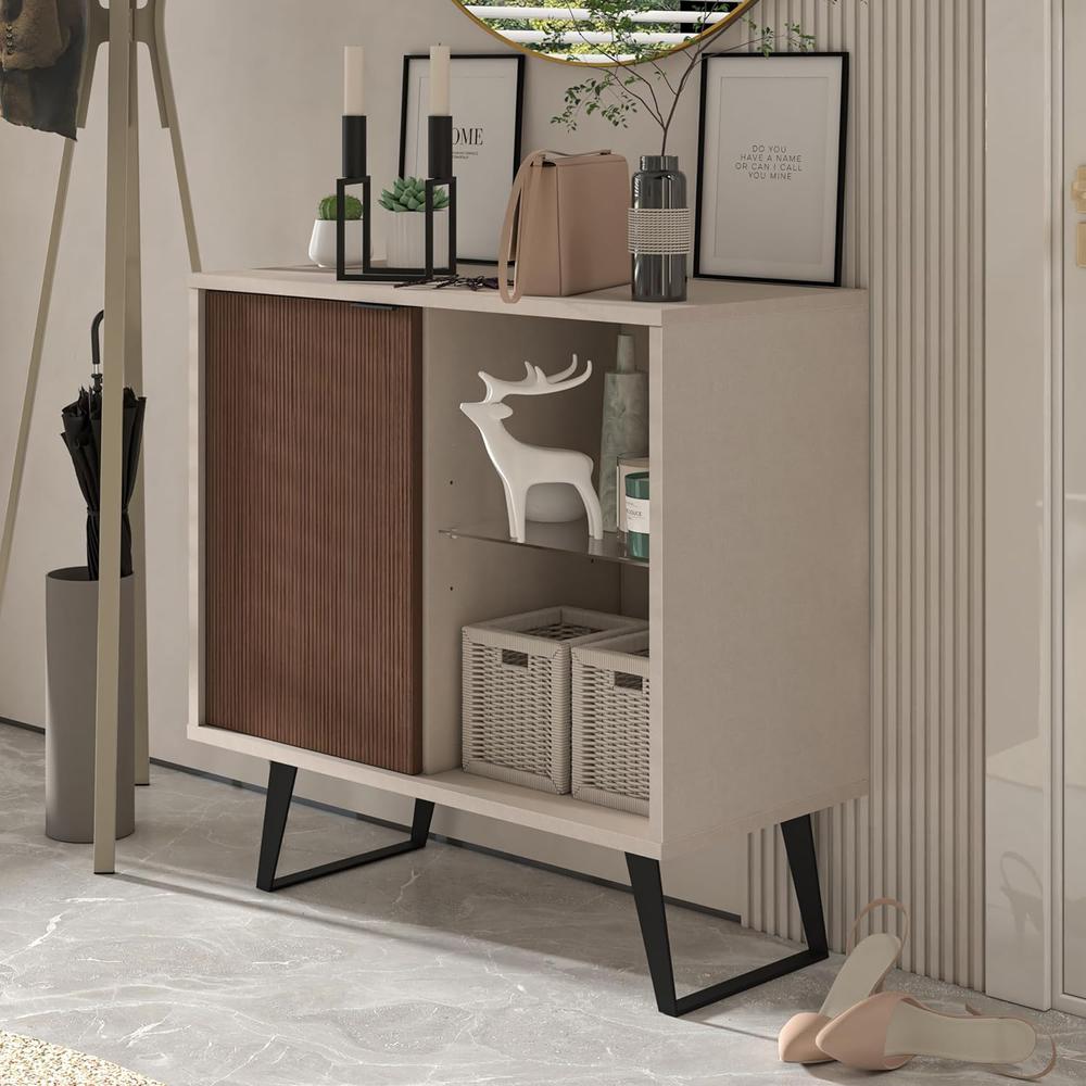 Sideboard Buffet, Kitchen Storage Cabinet with Adjustable Glass Shelf. Picture 2