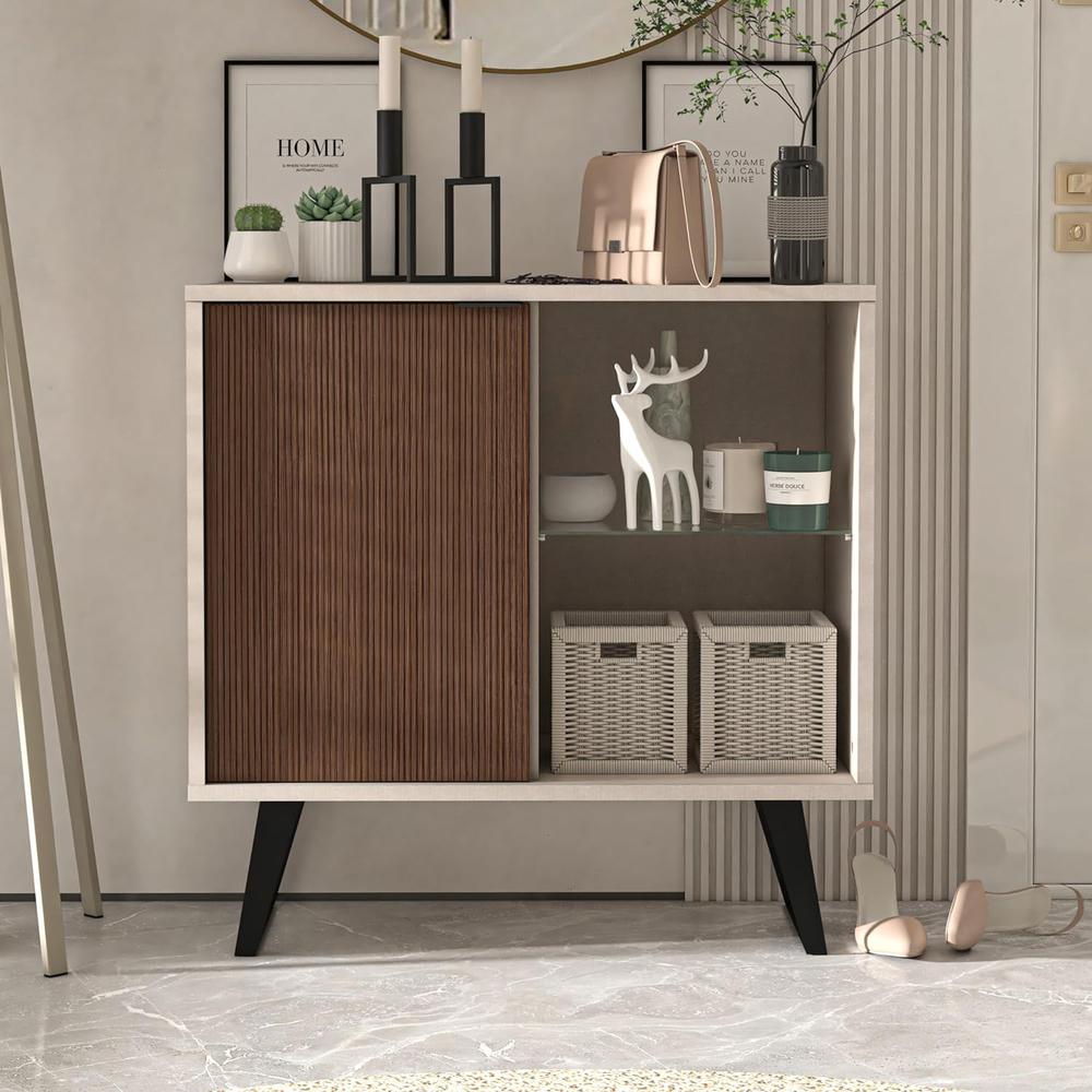 Sideboard Buffet, Kitchen Storage Cabinet with Adjustable Glass Shelf. Picture 1