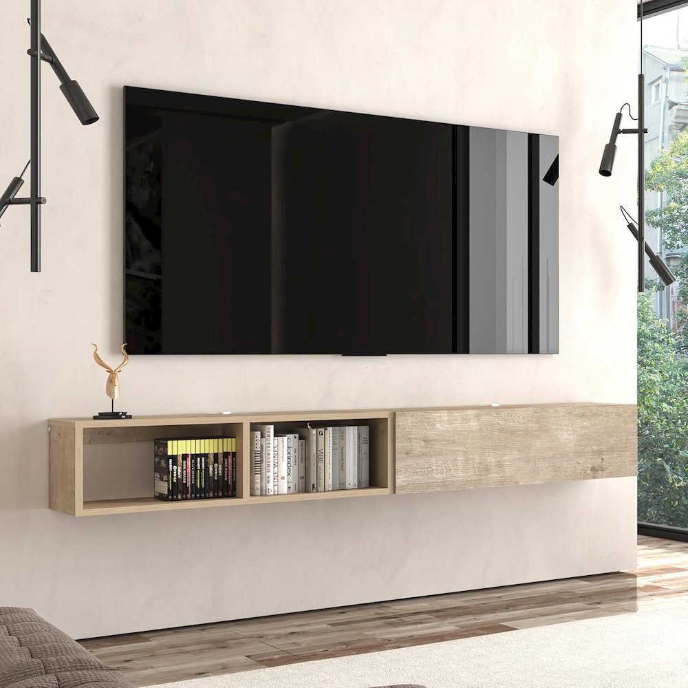 Floating TV Stand & Floating Entertainment Center (71 Inch, 1 Door 2 Shelves). Picture 3