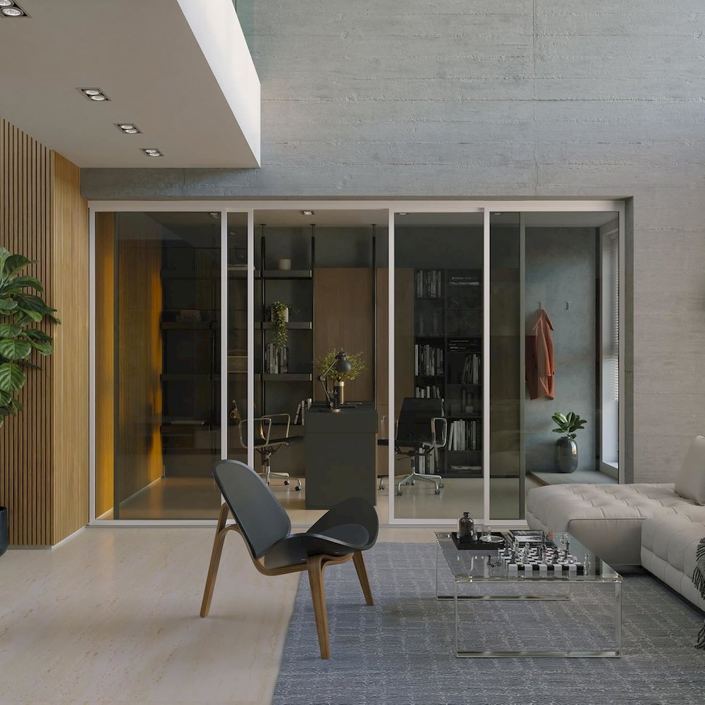 Glass Room Divider Panel and Partition Wall - White. Picture 2