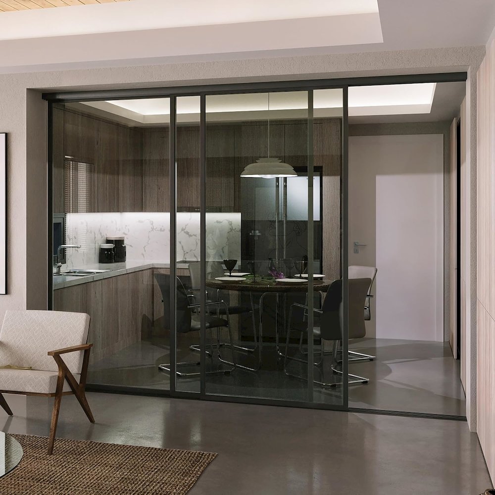 Glass Room Divider Panel and Partition Wall. Picture 1