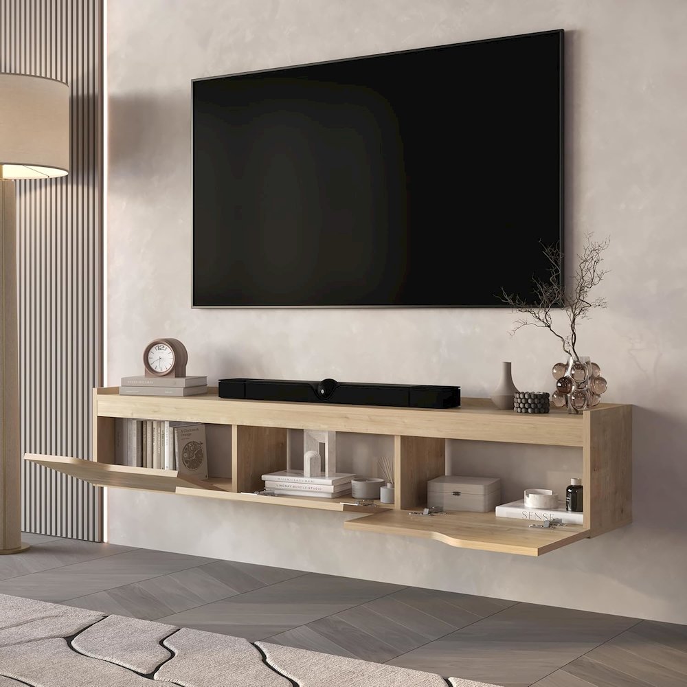 Floating TV Stand for 75 Inch TVs, Modern Entertainment Center. Picture 5