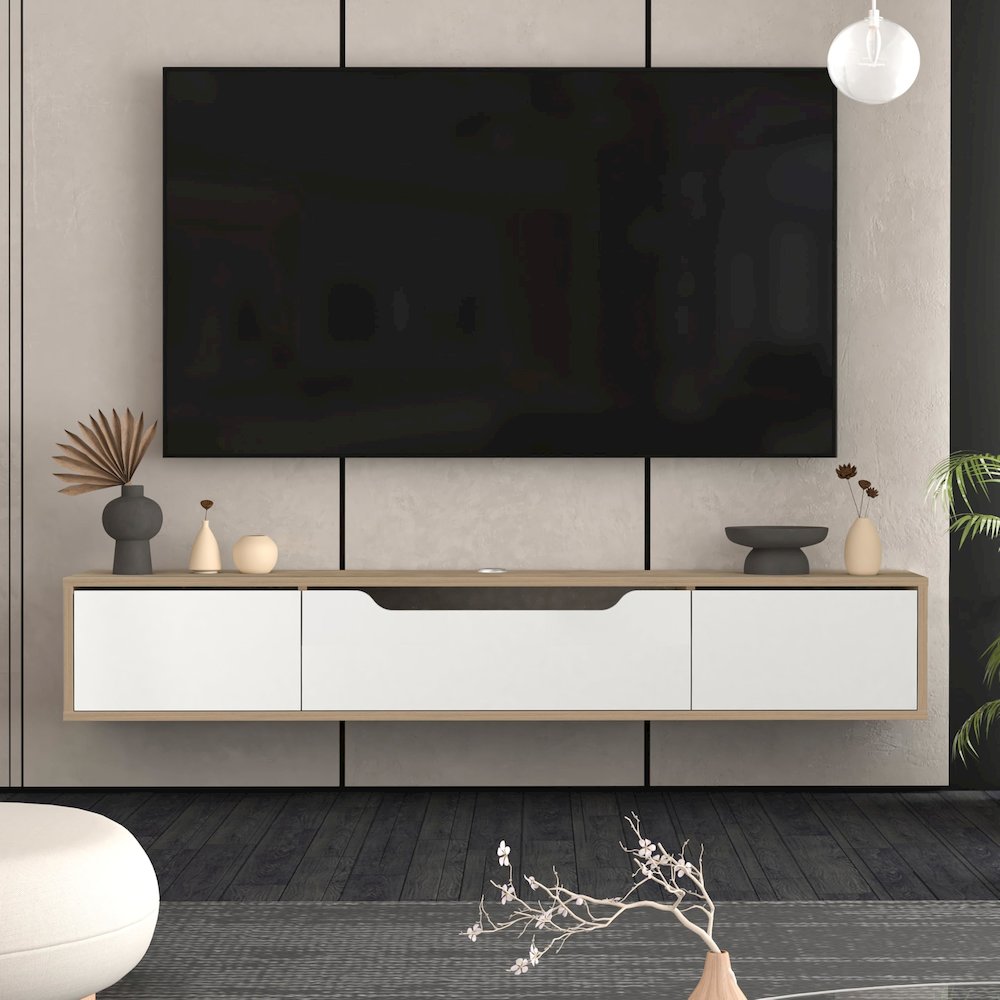 Floating TV Stand for Up to 80 Inch TVs – Wall Mounted Media Console. Picture 5