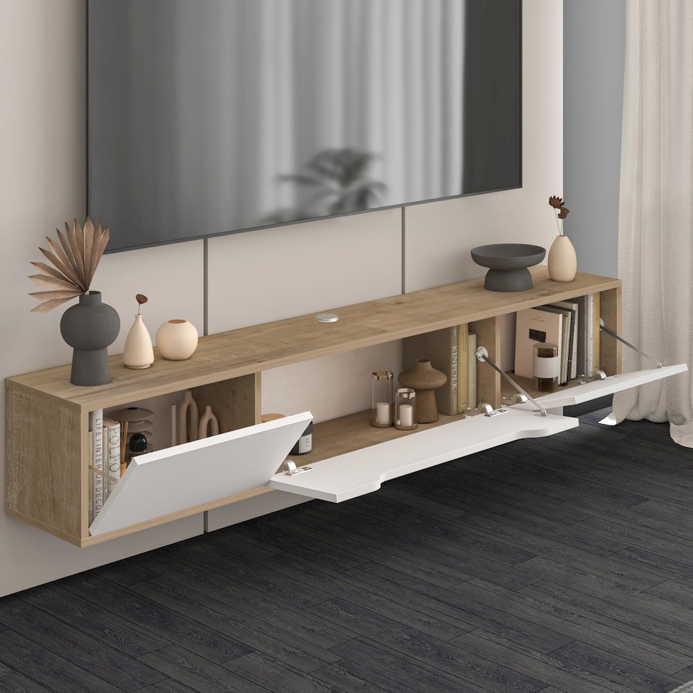 Floating TV Stand for Up to 80 Inch TVs – Wall Mounted Media Console. Picture 6