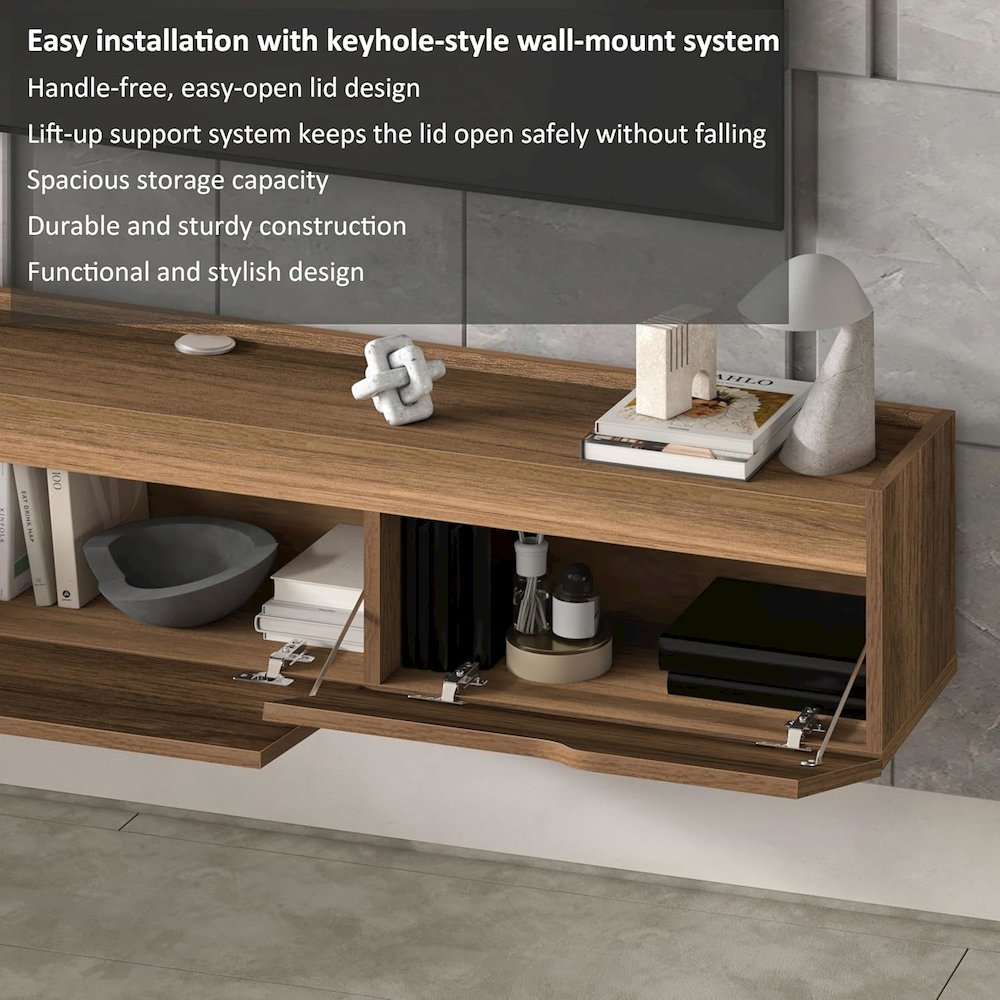 Floating TV Stand for Up to 80 Inch TVs – Wall Mounted Entertainment Center. Picture 5