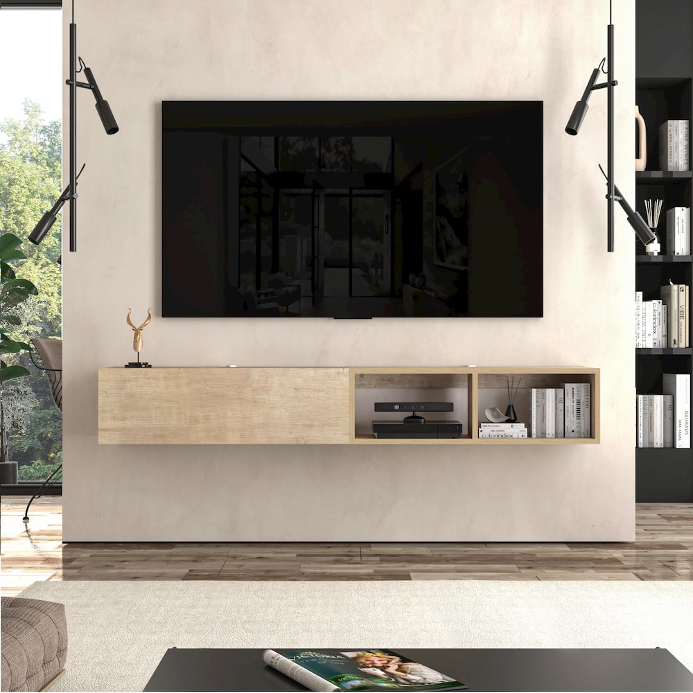Floating TV Stand & Floating Entertainment Center (71 Inch, 1 Door 2 Shelves). Picture 5